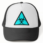 Bio Hazard or Biohazard Sign Symbol Warning Blue Hats