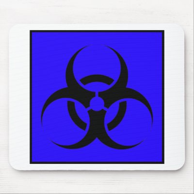 Bio Hazard or Biohazard Sign Symbol Warning Blue Mouse Pad by inquester