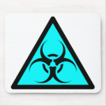 Bio Hazard or Biohazard Sign Symbol Warning Blue Mousepad