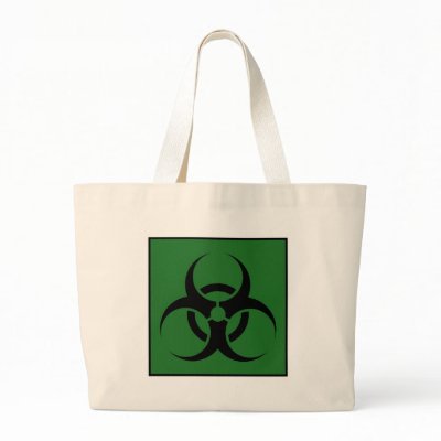 Bio Hazard or Biohazard Sign Symbol Warning Green Canvas Bags by inquester