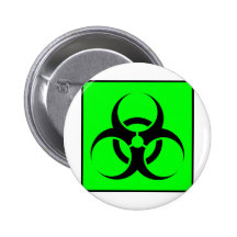 Bio Hazard or Biohazard Sign Symbol Warning Green Buttons