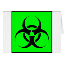Bio Hazard or Biohazard Sign Symbol Warning Green Greeting Cards