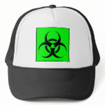 Bio Hazard or Biohazard Sign Symbol Warning Green Trucker Hat