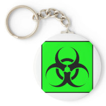 Bio Hazard or Biohazard Sign Symbol Warning Green Key Chain