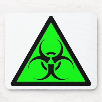 Bio Hazard or Biohazard Sign Symbol Warning Green Mouse Pads by inquester