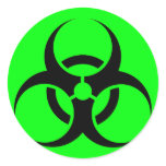 Bio Hazard or Biohazard Sign Symbol Warning Green Round Stickers