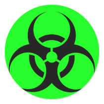 Bio Hazard or Biohazard Sign Symbol Warning Green Round Stickers