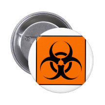 Bio Hazard or Biohazard Sign Symbol Warning Orange Button
