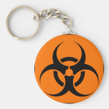 Bio Hazard or Biohazard Sign Symbol Warning Orange Keychains