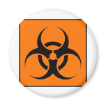 Bio Hazard or Biohazard Sign Symbol Warning Orange Magnets