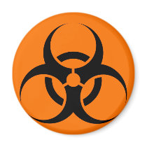 Bio Hazard or Biohazard Sign Symbol Warning Orange Refrigerator Magnet