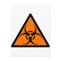 Bio Hazard or Biohazard Sign Symbol Warning Orange Postcards