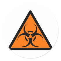 Bio Hazard or Biohazard Sign Symbol Warning Orange Round Stickers