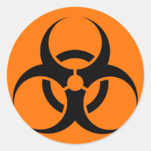Bio Hazard or Biohazard Sign Symbol Warning Orange Sticker