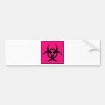 Bio Hazard or Biohazard Sign Symbol Warning Pink Bumper Stickers