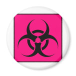 Bio Hazard or Biohazard Sign Symbol Warning Pink Magnets