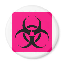 Bio Hazard or Biohazard Sign Symbol Warning Pink magnets by inquester Bio Hazard or Biohazard Sign Symbol Warning Pink magnets