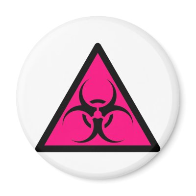 Bio Hazard or Biohazard Sign Symbol Warning Pink Refrigerator Magnet by inquester