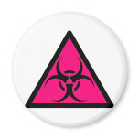 Bio Hazard or Biohazard Sign Symbol Warning Pink magnets