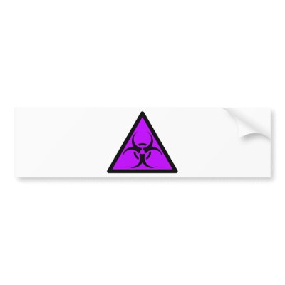 Bio Hazard or Biohazard Sign Symbol Warning Purple Bumper Stickers by inquester