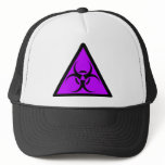Bio Hazard or Biohazard Sign Symbol Warning Purple Trucker Hats