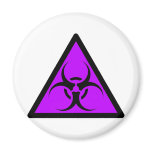 Bio Hazard or Biohazard Sign Symbol Warning Purple Magnet