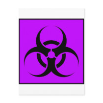 Bio Hazard or Biohazard Sign Symbol Warning Purple postcards