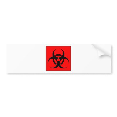 Bio Hazard or Biohazard Sign Symbol Warning Red Bumper Stickers by inquester