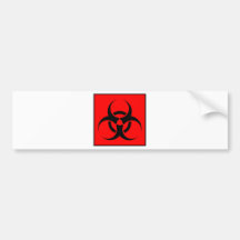 Bio Hazard or Biohazard Sign Symbol Warning Red Bumper Stickers