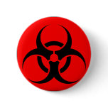 Bio Hazard or Biohazard Sign Symbol Warning Red Pinback Buttons