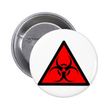 Bio Hazard or Biohazard Sign Symbol Warning Red Button