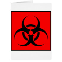Bio Hazard or Biohazard Sign Symbol Warning Red Greeting Cards