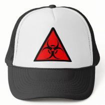 Bio Hazard or Biohazard Sign Symbol Warning Red Mesh Hats