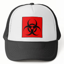 Bio Hazard or Biohazard Sign Symbol Warning Red Mesh Hat