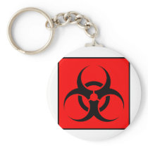Bio Hazard or Biohazard Sign Symbol Warning Red Key Chain