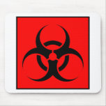 Bio Hazard or Biohazard Sign Symbol Warning Red Mouse Pad