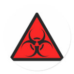 Bio Hazard or Biohazard Sign Symbol Warning Red Sticker