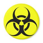 Bio Hazard or Biohazard Sign Symbol Warning Yellow Refrigerator Magnets