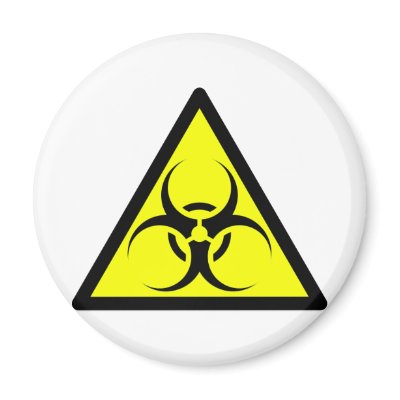 Bio Hazard or Biohazard Sign Symbol Warning Yellow Refrigerator Magnet by inquester