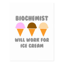 Biochemist ... Will Work For Ice Cream Postcard