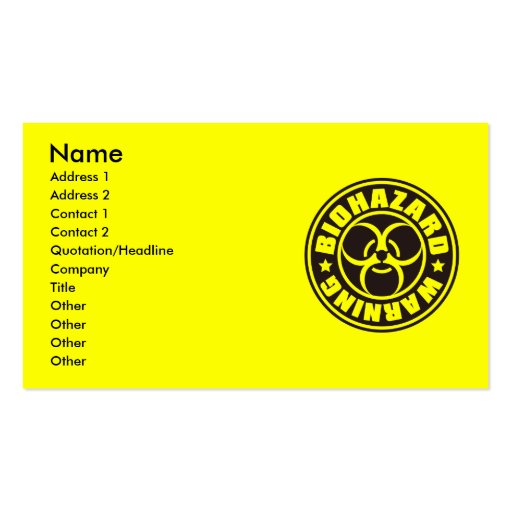 BIOHAZARD BUSINESS CARD (front side)