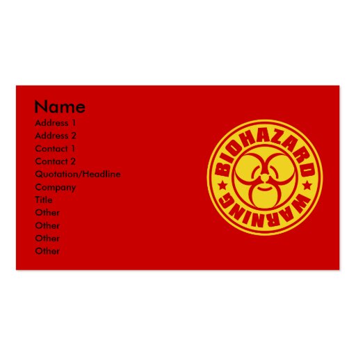 BIOHAZARD BUSINESS CARDS (front side)