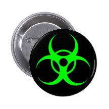 Biohazard Green on Black Button