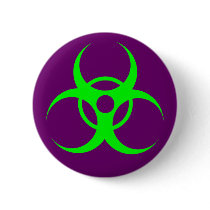 Biohazard Green on Purple Button by crimsonskye79 Biohazard Green on Purple Button