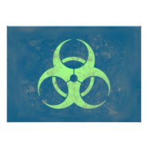 Biohazard Lime Green Blue Background Personalized Announcement