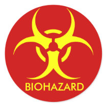 biohazard ! warning danger round stickers