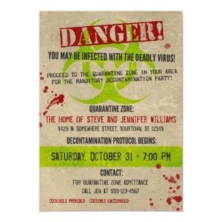 Biohazard Zombie Halloween Party Invitation