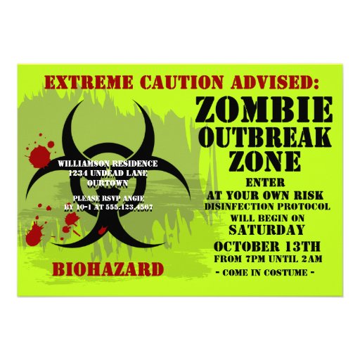 Biohazard Zombie Party2 Invitations