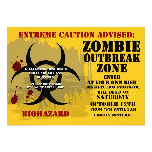 Biohazard Zombie Party Invitations