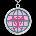 This necklace is made of sterling silver.
The pendent is 1.44" in diameter.
The chain is 18" sterling silver plate, with a 3" extender and lobster claw clasp.
The necklace ships with a black felt bag for safe keeping. Biologo necklace